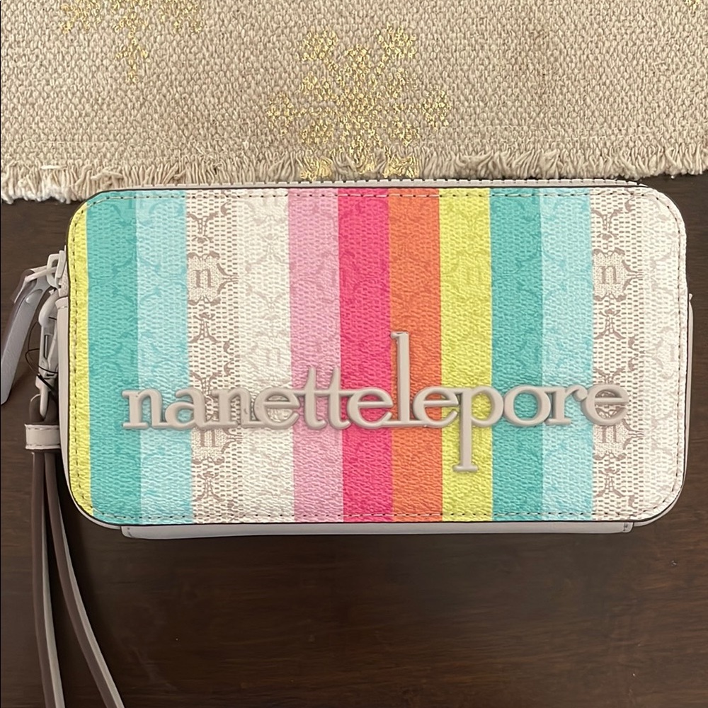 NWOT Nanette Lepore Colorful Striped Clutch